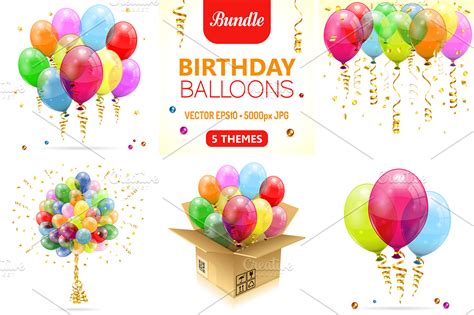 Birthday Balloons Graphic Objects Creative Market