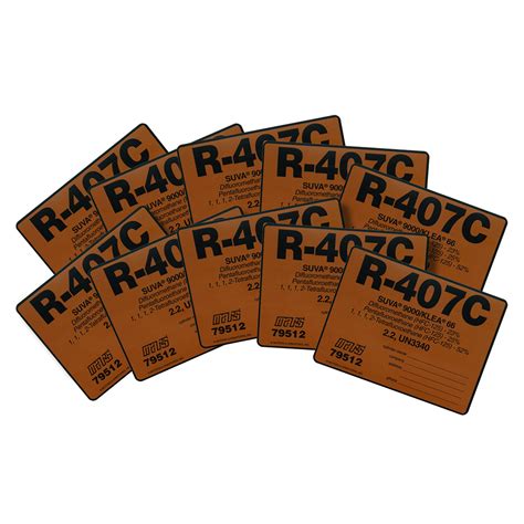 R 407c Refrigerant Label Pack10 Airstar Solutions