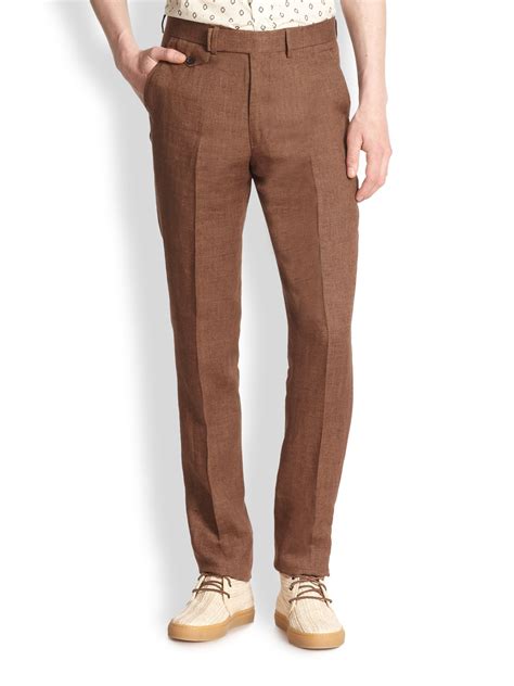 Lyst Billy Reid Dorsey Linen Pants In Brown For Men