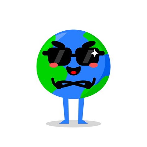 Cute Earth Mascot Wearing Sunglasses Funny Mascot Vector Illustration
