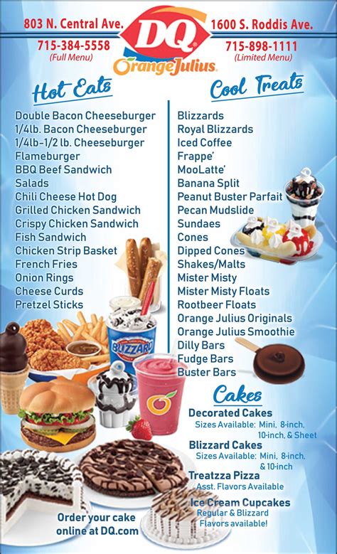 Dairy Queen Menu And Prices Fast Food Menu Grilled Chicken