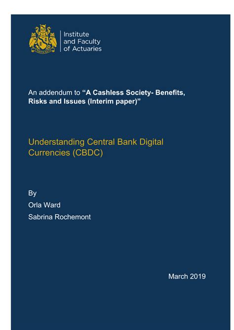 Understanding central bank digital currencies (cbdc) : (PDF) Understanding Central Bank Digital Currencies (CBDC)