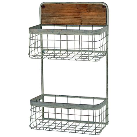 Vintage Style Double Basket Wall Shelves Interior Flair