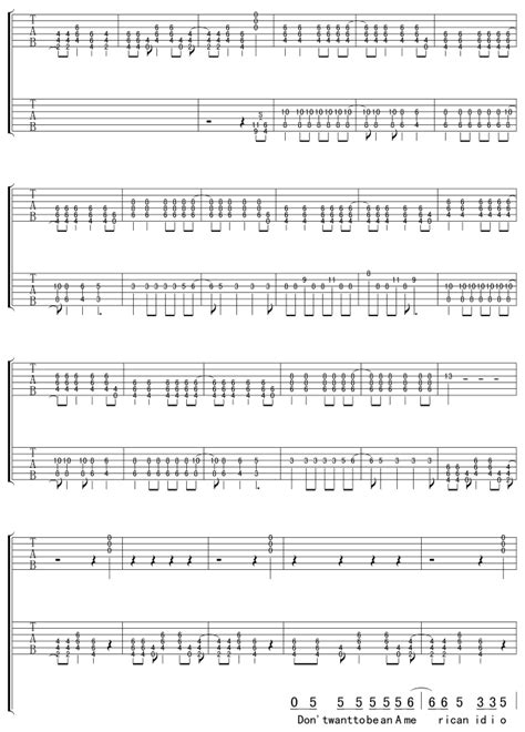 American Idiot By Green Day4 Guitar Tabs Chords Sheet Music Free