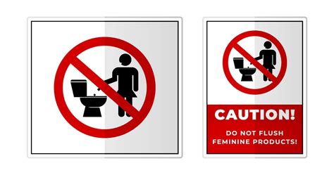 Do Not Flush Feminine Products Sign Label Symbol Icon Vector