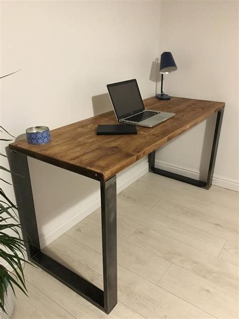 Diy Wooden Desk Wood And Metal Desk Rustic Desk Diy Desk Metal