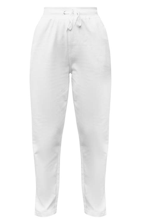 White Straight Leg Joggers Trousers Prettylittlething Usa