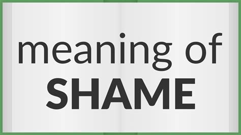 Shame Meaning Of Shame Youtube