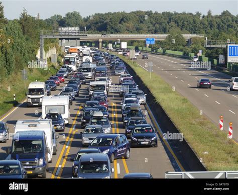 Traffic Jam German Autobahn Motorway Expressway Highway Germany Europe