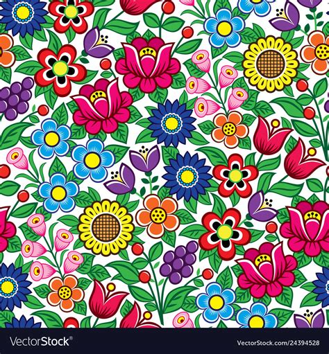 Floral Seamless Polish Folk Art Pattern Royalty Free Vector