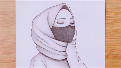 how to draw a girl with hijab a hijab girl with pencil sketch drawing muslim girl step by