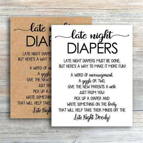 Late Night Diapers Printable Rustic Baby Shower Games Etsy Late