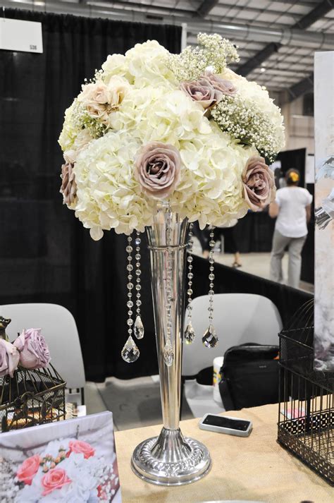 Tall Wedding Centerpiece With Crystals By