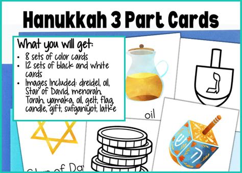 Hanukkah 3 Part Vocabulary Cards For Montessori Task Boxes Etsy