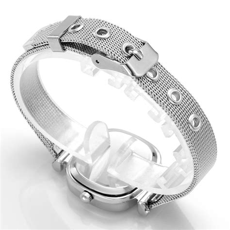 Top Plaza Womens Ladies Fashion Silver Bracelet Wrist Watch Simple
