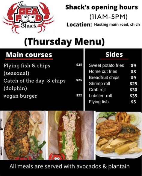 Browse the menu, view popular items, and track your order. Thursday Vegan & Pescatarian Menu - Seafood Shack Barbados