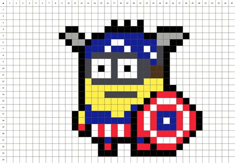 Minion Captain America Pixel Art La Manufacture Du Pixel