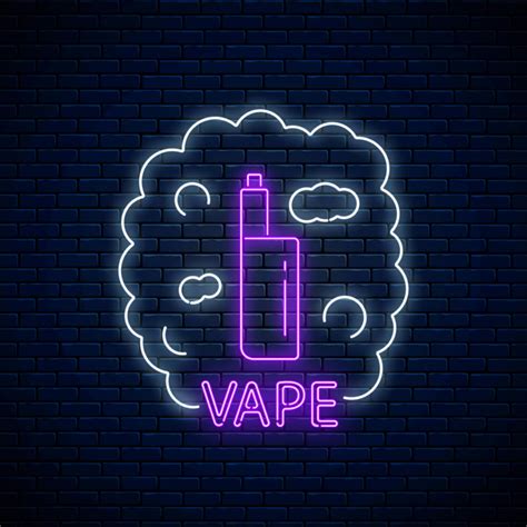 Neon Signboard Of Vape Shop Or Club Glowing Neon Sign With Vape