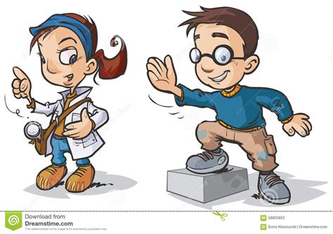 Con una baraja de tarjetas con dibujos, para que los más. Personnages De Dessin Animé Futés D'enfants Illustration ...