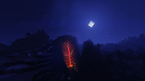 Hd Wallpaper Minecraft Sun Moon Lava Water Shaders Black Night Sky