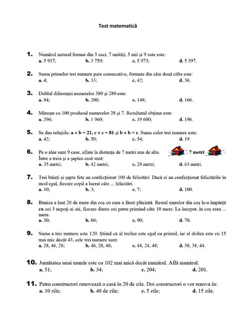 Test Matematică Worksheet