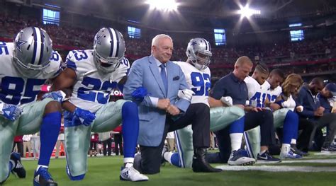 Video Entire Cowboys Team Kneels Briefly Before National Anthem