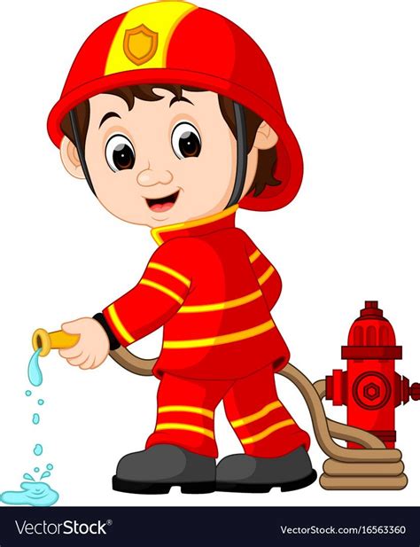 Cute Fireman Cartoon Royalty Free Vector Image Fireman Baby Boy