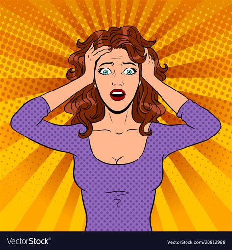 Young Woman With Panic Emotion Pop Art Royalty Free Vector