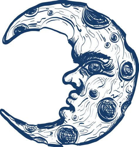 Drawing Of Half Moon Face Illustrations Royalty Free Vector Graphics
