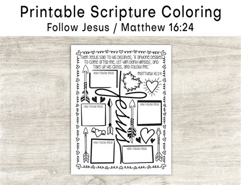 Follow Jesus Coloring Page Printable Bible Coloring Page Christian