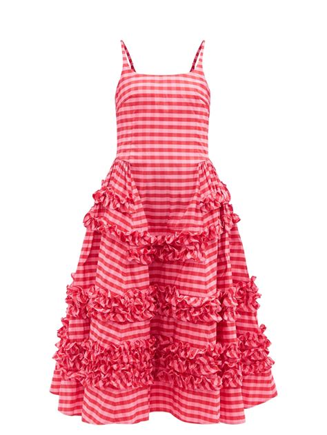 molly goddard ruby frilled gingham midi dress we select dresses