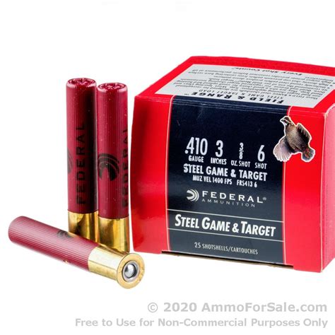 25 rounds of discount 3 3 8 oz 6 shot 410 ammo for sale by federal steel game and target