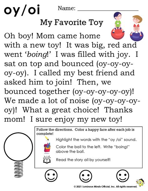 reading comprehension worksheets my favorite toy