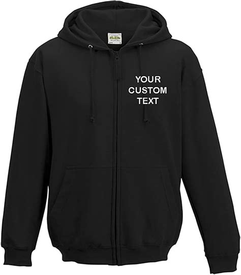 Custom Text Printed On Personalised Zip Up Hoodie Make Your Own Zipper
