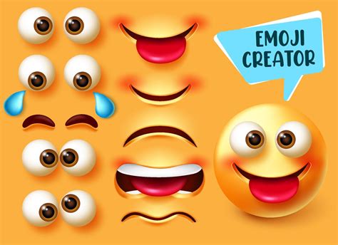 Emoji Creator Vector Set Emoticon 3d Character Kit With Editable Face