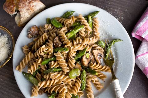 Whole Grain Pasta With Mushrooms Asparagus And Favas Recipe Nyt Cooking