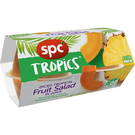 Spc Diced Tropical Fruit Salad In Juice 4 Pack 452g Woolworths
