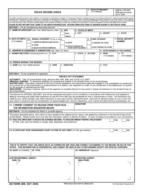 U S Department Of Defense Document Dd0369 Downloads Fill Out And Sign
