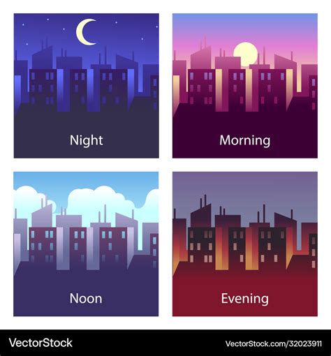 Different Times Day Night And Morning Royalty Free Vector