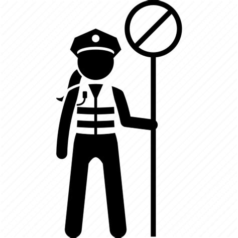 Female Police Road Sign Stop Traffic Icon Download On Iconfinder