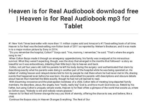 Heaven Is For Real Audiobook Download Free Heaven Is For Real