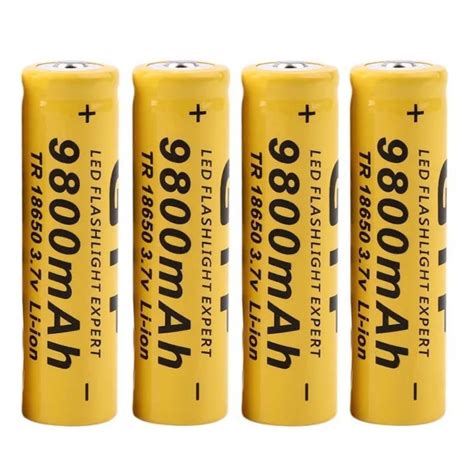 4pcs 37v 18650 9800mah Li Ion Rechargeable Battery For Led Flashlight