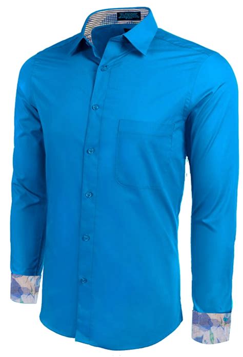 Marquis Mens Slim Fit Long Sleeve Button Down Dress Shirt With