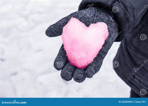 Snow Heart In His Hands Stock Images Image 35354994