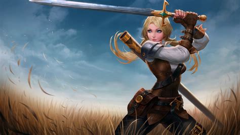 Blue Eyes Girl Sword Woman Warrior Wallpaperhd Artist Wallpapers4k