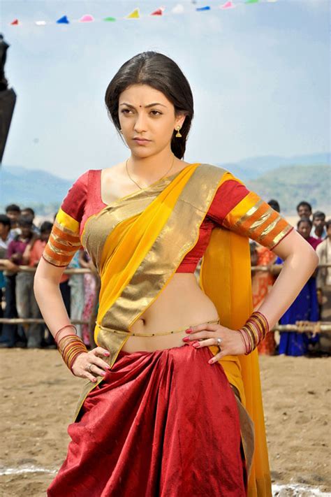 Indian Movie Actress Kajal Agarwal Navel Show In Half Sari