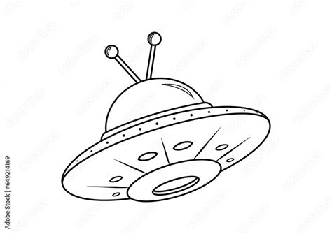 Black And White Cartoon Alien Ship Vector Coloring Page Of Alien Ship