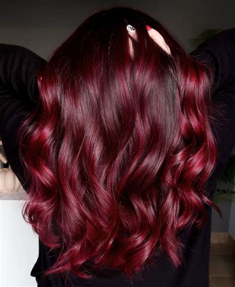 Feminine Shimmering Dark Red Hair Red Velvet Hair Color Dark Red Hair