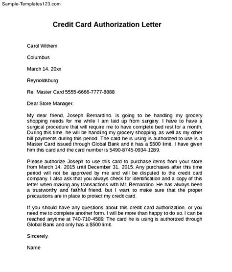 You cannot submit a request online at this time. Example Of Credit Card Authorization Letter - Sample Templates
