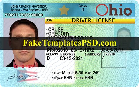 Ohio Driver License Template V2 2024